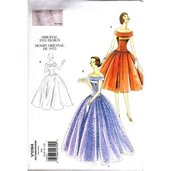 Vogue Other - Vogue V1094 Misses 6 to 12 Circa 1955 Special Occasion Dress UNCUT Sewing Patter